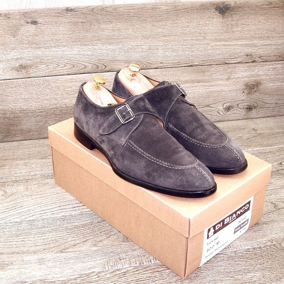$795 Scarpe DI BIANCO Treviso Monkstrap 10 M Grey Suede SC542 * add $15 Trees main image 2